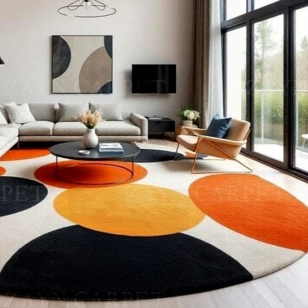Handcrafted Circle Pattern Abstract Modern Living Rug